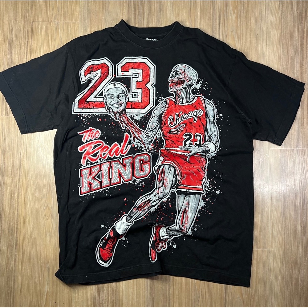 Rock & Roll Clothing Co Mens Graphic T-Shirt Zombie Basketball Chicago Black XXL